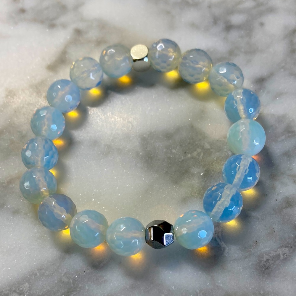 Opal & silver hematite bracelet